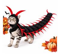 Cat Centipede Costume, Halloween Costume for Cats, Two-Tone (Red) | Centipede-Inspired Look, Polyester Fabric, Two Color Options, Lightweight Design, Halloween Cat Dress-Up
