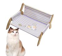 Cat Chair - Striped Elevated Lounge Chair, Breathable Cat Hammock Bed for Kitten Puppy, Pet Lounger with Breathable Design, Animal Furniture, Feline Rest Seat for Indoor Sleeping and Playing