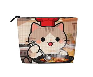Cat Chef Cooking Trousse de maquillage en faux lin léger