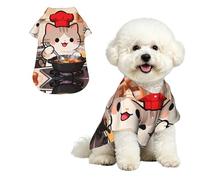 Cat Chef Cooking XL Chemise hawaïenne pour petits chiens - Tenue d'été mignonne pour la plage pour chiot - Vêtement doux et respirant avec boutons