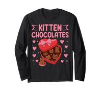 Cat Chocolate Heart Kawaii Kitty Valentine Love Manche Longue