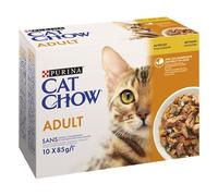 Cat Chow - Adult - au Poulet at aux Courgettes - sachets repas pour chat - 10x85g - Lot de 4