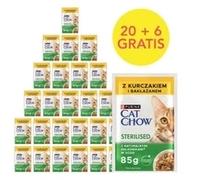 CAT CHOW Aliment stérilisé pour chat au poulet et à l'aubergine en sauce 85g - 20 SACHETS + 6 GRATUITS !!!