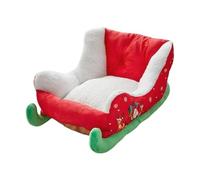 Cat Christmas Bed, Pet Plush Christmas Sleigh, Sleeping Bed | 25.2x17.72x12.99 inches Indoor Kitten Nest for Indoor Home Bedroom OutdoorLiving Room Winter Balcony Gathering