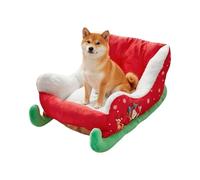 Cat Christmas Bed | Plush Christmas Sleigh Pet Cushion