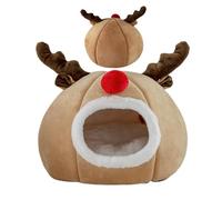 Cat Christmas House | Pet Cave Bed | Holiday Pet Bed | Dog Tent Bed, 30x30x35cm/11.81x11.81x13.78 inches, This Holiday Pet Beds a Cozy, Enclosed Space for Restful Sleep, Brown