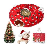 Cat Christmas Tree, Christmas Cat Tunnel, Cat Tunnel Bed Under Christmas Tree, Christmas Tree Cat Tunnel, Foldable Multi-Functional Cat Tunnel, Suitable for Medium and Small Cats (E)