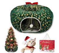 Cat Christmas Tree, Christmas Cat Tunnel, Cat Tunnel Bed Under Christmas Tree, Christmas Tree Cat Tunnel, Foldable Multi-Functional Cat Tunnel, Suitable for Medium and Small Cats (D)