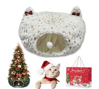 Cat Christmas Tree, Christmas Cat Tunnel, Cat Tunnel Bed Under Christmas Tree, Christmas Tree Cat Tunnel, Foldable Multi-Functional Cat Tunnel, Suitable for Medium and Small Cats (F)
