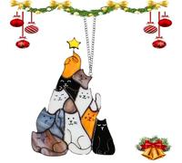 Cat Christmas Tree Suncatcher Ornament, Cute Stacked Cat Christmas Ornaments, Kittens Suncatcher Xmas Gifts for Cats Lovers - Cute Cats Stacked Ornamen (01,Small)