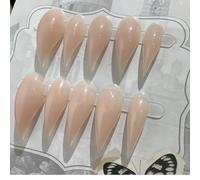 Cat Claw Press on Nails Short Stiletto Handmade Nude Unique Reusable Dragon Eagle Claw False Nails with Designs Glossy Thick Acrylic Glue on Nail (L)