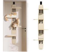 Cat Climber Over The Door, Door Hanging Cat Shelf, Cats Shelves and Ladder Multi Level Cats Perch Doors, 4-Levels Pet Tree That Hangs on Doors Mounted for Indoor Bed