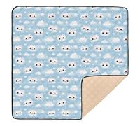 Cat Cloud Grand tapis de jeu antidérapant pour bébé, tapis de jeu léger sur le ventre et à ramper pour bébé, tout-petit, 127 x 127 cm