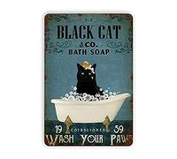 Cat Coffee is My Cup of Tea Plaques en métal vintage en métal, drôle de décoration murale Art rétro Plaque en étain Classique Maison Décorations de ferme Cadeaux romans pour Bar Pub Café Salon Plaque