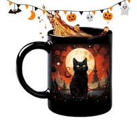Cat Coffee Mug Céramique - Halloween Cup for Kids Adults, Festive with Build Juice Milk Tea Beer, For Women Men Friends Office Home, noir, fonctionnelle mais élégante Drinkware 12oz