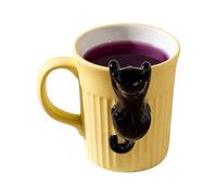 Cat Coffee Mug with 3D Mini Cat Design - 350 ml Ceramic Cute Drinkware, Comfort Handle Cartoon Cup for Tea and Water | Aesthetic Desk Decor Mug for Home, Kitchen, Office, School, Birthday, Gift