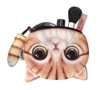 Cat Coin Purse with Zipper - Cute Animal-Themed Change Pouch With Decorative Tail, Compact Wallet For Coins Jewelry Cards Mini Accessories | Soft Lightweight Organizer Bag For Girls Women, jaune,