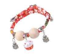 Cat Collar, Cedar-Bead Pet Necklace, Lightweight Adjustable Neck Decor, Natural Beads, Stylish Collar for Cats and Pets, Walking, Holidays, Photography, Indoor Outdoor, Pink, Black, Blue, Red