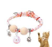 Cat Collar, Cedar-Bead Pet Necklace, Lightweight Adjustable Neck Decor, Natural Beads, Stylish Collar for Cats and Pets, Walking, Holidays, Photography, Indoor Outdoor, Pink, Black, Blue, Red