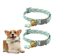 Cat Collar with Bells, 2X Breakaway Kitten Collar, 13.78 inches Adjustable Strap, Secure Buckle for Outdoor Walking, Traveling, Training, Light Color, Light Blue
