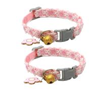 Cat Collar with Bells, 2X Breakaway Kitten Collar, 13.78 inches Adjustable Strap, Secure Buckle for Outdoor Walking, Traveling, Training, Light Color, Light Blue