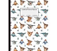 Cat Composition Notebook: Funny Watercolor Cat and Mouse Pattern Journal - College Ruled Lined Paper 8.5 x 11 inches 110 pages