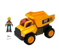 CAT Construction Toys, Power Action Crew Camion à Benne basculante de 12 po avec Figurine, lumières et Sons, 3 Ans et Plus