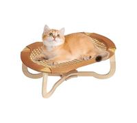 Cat Cooling Bed, Rattan Pet Hammock, Breathable Elevated Design, Lightweight Natural Wood Frame, Indoor Outdoor Use, 23.23x14.96x8.07 inches, Light Brown, 1 Piece