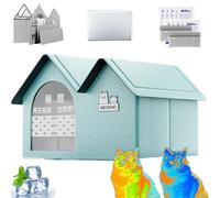 Cat Cooling House, Waterproof Pet Cooling House, Foldable Cat Summer Shelter for All Seasons, Dogs, Kittens, Pets (Grün-b,80 * 50 * 55cm)