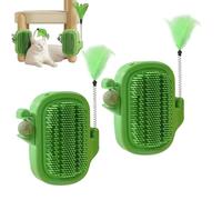 Cat Corner Groomer, Wall Mounted Cactus Comb Set, Grooming Brush with Feather Toy, Catnip Ball, Long Hair Grooming Aid for Indoor Enrichment and Stress Relief. 4.92x5.12 Inches