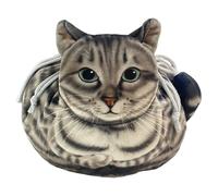 Cat Cosmetic Bag Drawstring - Beige, Portable Makeup Organizer Bag, Cute Cat Face Design, Drawstring Closure, Water-Resistant Nylon, Multi-Purpose Storage | Women, Travel, Gym, Camping, Luggage, Vacat
