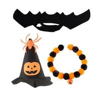 Cat Cost Costumes 3pcs / Ensemble Costumes de Animaux de Compagnie Mignons en Feutre Mignon comprennent Un Chapeau sorcière et Un Collier et Une Aile Chauve-Souris pour Petit Chien Taille