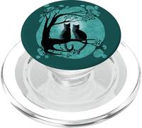 Cat Couple Watch The Full Moon Women Cute Aesthetic Pattern PopSockets PopGrip pour MagSafe