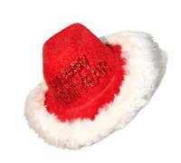 Cat Cowboy Hat, Pet Hat with Christmas Elements, White Plush Trim Clothes Adjustable Headgear For Birthday Party Wedding Cosplay Thanksgiving