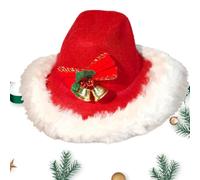 Cat Cowboy Hat, Pet Hat with Christmas Elements, White Plush Trim Clothes Adjustable Headgear For Birthday Party Wedding Cosplay Thanksgiving