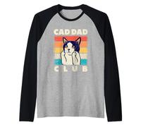 Cat Dad Club Funny Vintage Retro Sunset Style années 80 Manche Raglan