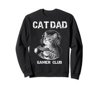Cat Dad Gamer Club Rétro Amusant Fête des Pères Amoureux des Chats Sweatshirt