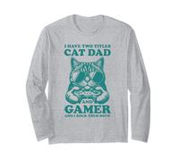 Cat Dad Gamer Funny Gaming Father I Have Two Titles for Men Manche Longue