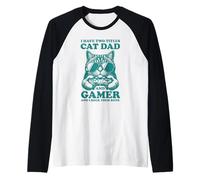 Cat Dad Gamer Funny Gaming Father I Have Two Titles for Men Manche Raglan