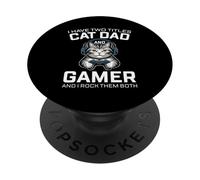Cat Dad Gamer Funny Gaming Father I Have Two Titles for Men PopSockets PopGrip Adhésif