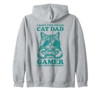 Cat Dad Gamer Funny Gaming Father I Have Two Titles for Men Sweat à Capuche