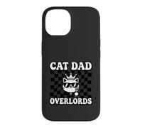 Cat Dad Overlords Funny Feline Master Retro Checkered Coque pour iPhone 14