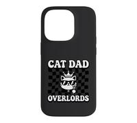 Cat Dad Overlords Funny Feline Master Retro Checkered Coque pour iPhone 14 Pro