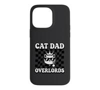 Cat Dad Overlords Funny Feline Master Retro Checkered Coque pour iPhone 14 Pro Max