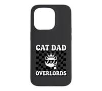 Cat Dad Overlords Funny Feline Master Retro Checkered Coque pour iPhone 15 Pro