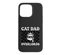 Cat Dad Overlords Funny Feline Master Retro Checkered Coque pour iPhone 15 Pro Max