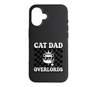 Cat Dad Overlords Funny Feline Master Retro Checkered Coque pour iPhone 16