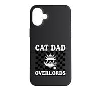 Cat Dad Overlords Funny Feline Master Retro Checkered Coque pour iPhone 16 Plus