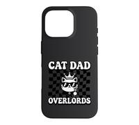 Cat Dad Overlords Funny Feline Master Retro Checkered Coque pour iPhone 16 Pro