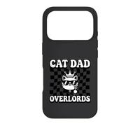 Cat Dad Overlords Funny Feline Master Retro Checkered Coque pour iPhone 17 Pro